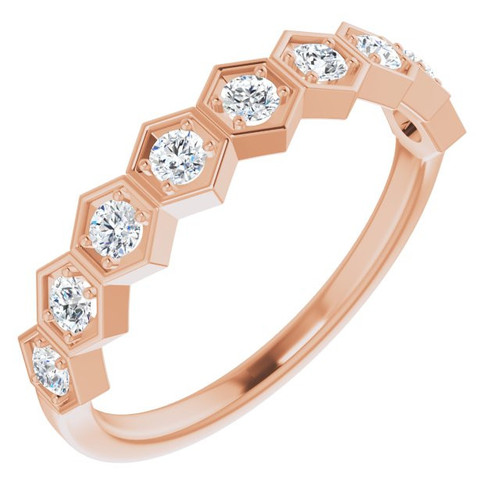 White Lab Grown Diamond Ring in 14 Karat Rose Gold 0.37 Carat Lab Grown Diamond Stackable Ring