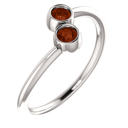 14 Karat White Gold Mozambique Garnet 2 Stone Ring