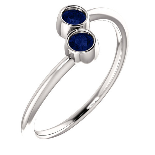Buy 14 Karat White Gold Blue Sapphire Stone Ring