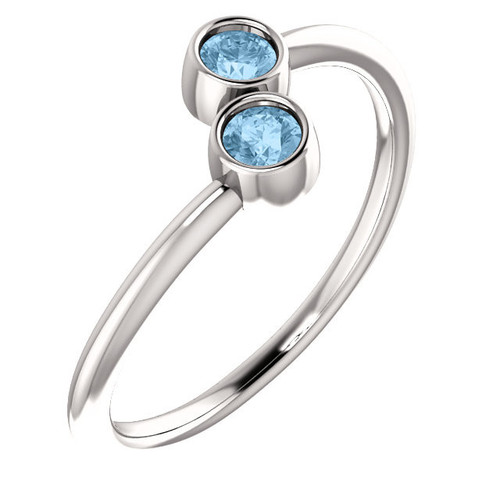 14 Karat White Gold Sky Blue Topaz 2 Stone Ring