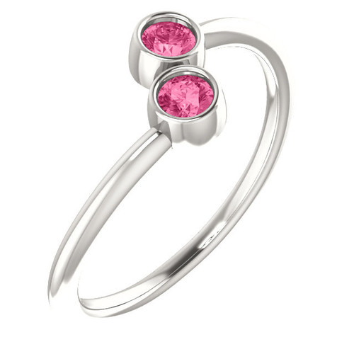 Buy Sterling Silver Pink Tourmaline 2 Stone Ring
