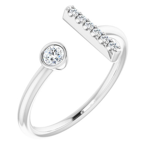 White Diamond Ring in 14 Karat White Gold 1/6 Carat Diamond Bar Ring 