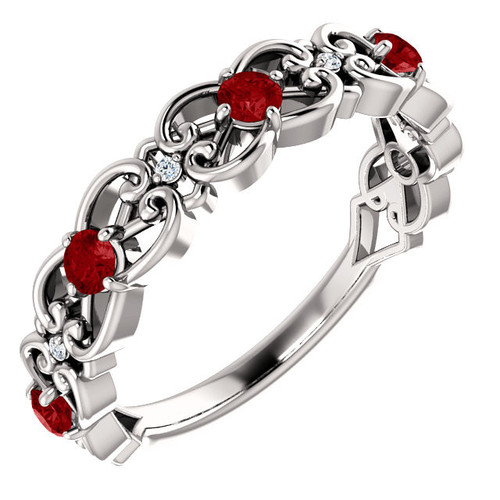 Buy Sterling Silver Ruby and .025 Ct Diamond Vintage | AfricaGems