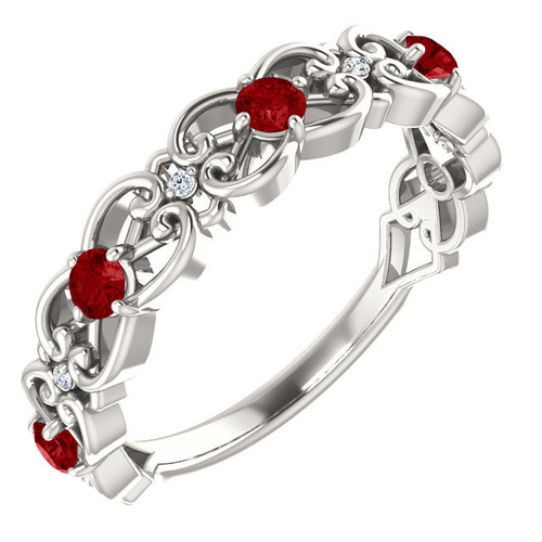 Buy Ruby Sterling Silver Ruby and .02 Ct Diamond Vintage | AfricaGems