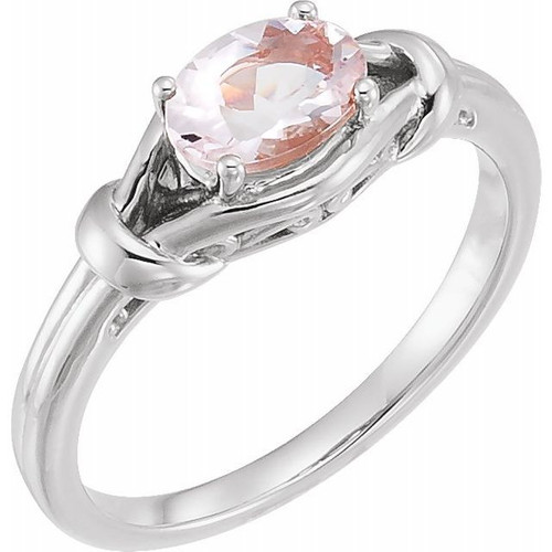 Pink Morganite Ring in Platinum 5x3 mm Oval Morganite Knot Ring