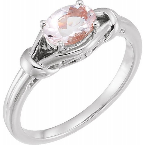 Pink Morganite Ring in Platinum 8x6 mm Oval Morganite Knot Ring