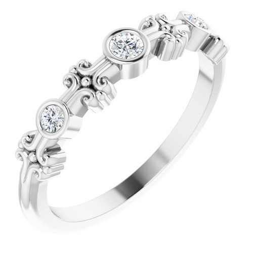 Sterling Silver .10 Carat Diamond Bezel Set Ring