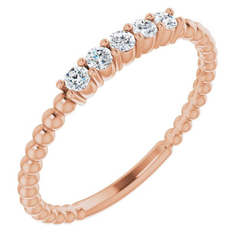 White Lab Grown Diamond Ring in 14 Karat Rose Gold 0.17 Carat Lab Grown Diamond Stackable Ring