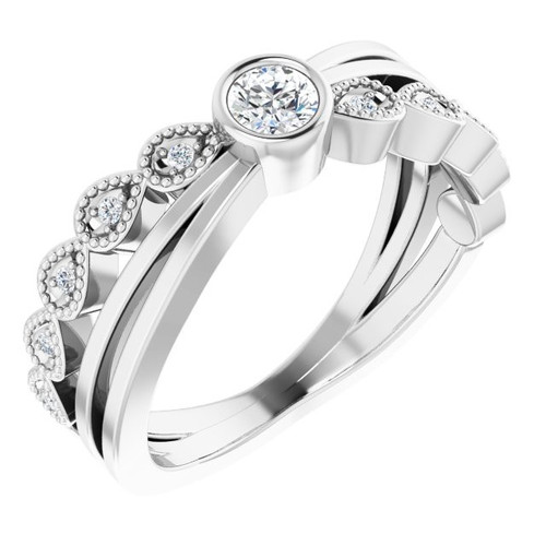 Genuine Diamond Ring in Sterling Silver 0.20 Carat Diamond Ring