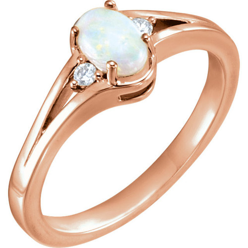 Shop 14 Karat Rose Gold Fire Opal and .04 Carat Diamond Ring