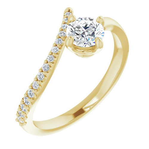 Genuine Diamond set in 14 Karat Yellow Gold 0.50 Carat Diamond Bypass Ring