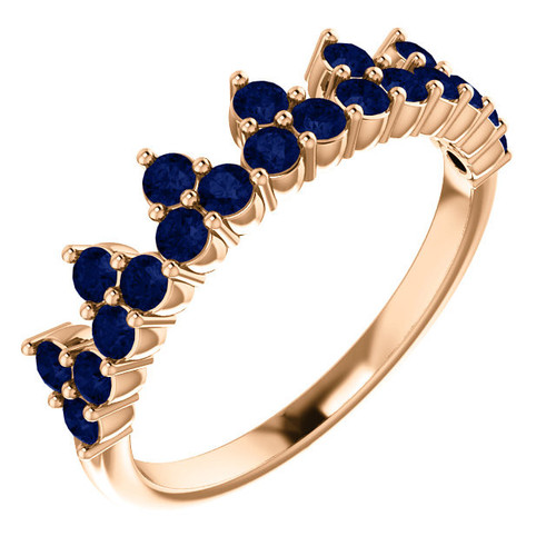 Buy 14 Karat Rose Gold  Blue Sapphire Crown Ring