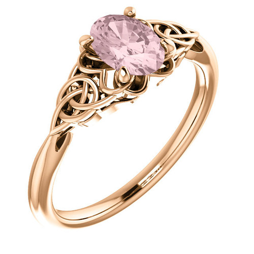 14 Karat Rose Gold Morganite Celtic-Inspired Ring