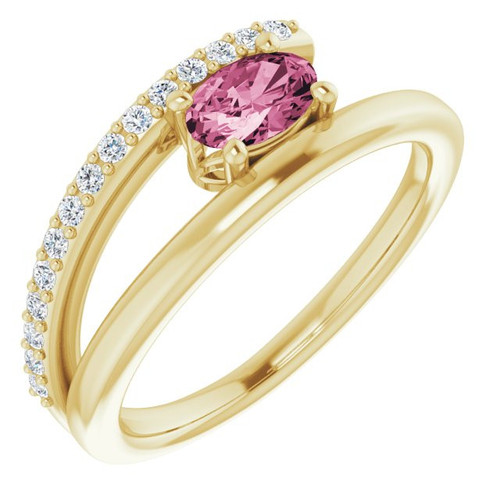 14 Karat Yellow Gold Tourmaline and .125 Carat Diamond Ring