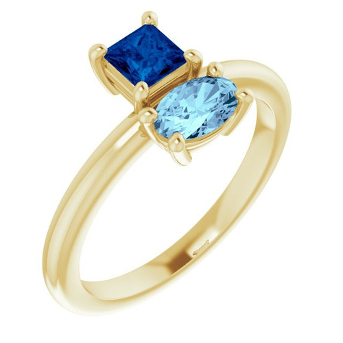 Sapphire in 14 Karat Yellow Gold  Sapphire & Aquamarine Gemstone Ring