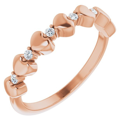 Genuine Diamond set in 14 Karat Rose Gold 0.10 Carat Diamond Stackable Heart Ring