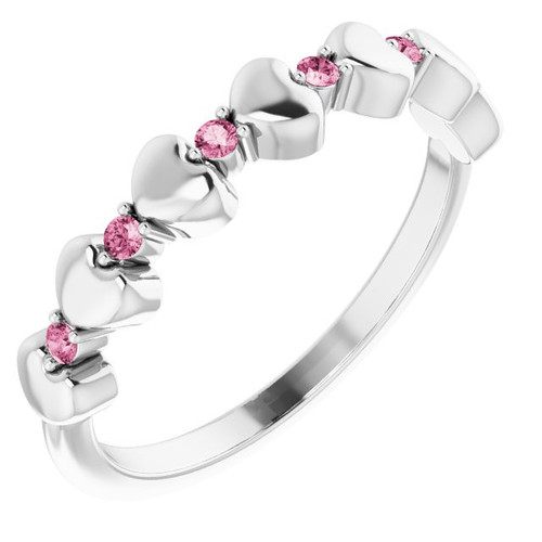 Pink Tourmaline in Sterling Silver Pink Tourmaline Stackable Heart Ring