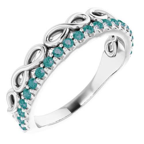 Platinum Lab Grown Alexandrite Infinity Inspired Stackable Ring