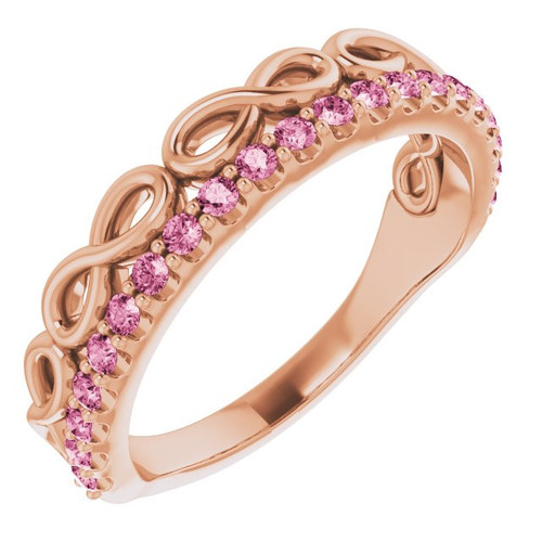 Pink Tourmaline in 14 Karat Rose Gold Pink Tourmaline Infinity Inspired Stackable Ring
