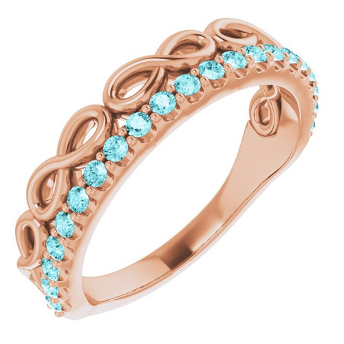 Blue Zircon in 14 Karat Rose Gold  Blue Zircon Infinity Inspired Stackable Ring