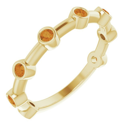 14 Karat Yellow Gold Citrine Bezel Set Bar Ring