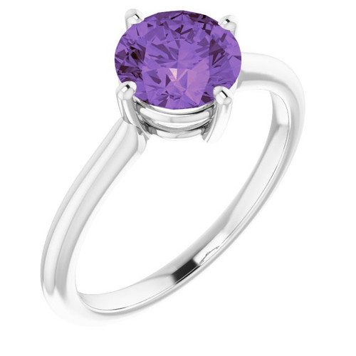 Platinum Genuine AAA Amethyst Solitaire Ring