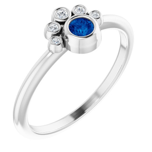 Sapphire in 14 Karat White Gold  Sapphire & .04 Carat Diamond Ring
