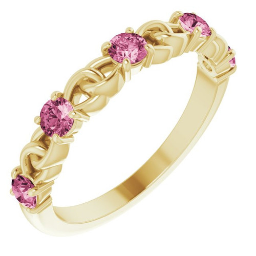 Pink Tourmaline in 14 Karat Yellow Gold Pink Tourmaline Stackable Link Ring