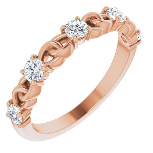 Genuine Diamond set in 14 Karat Rose Gold 0.50 Carat Diamond Stackable Link Ring