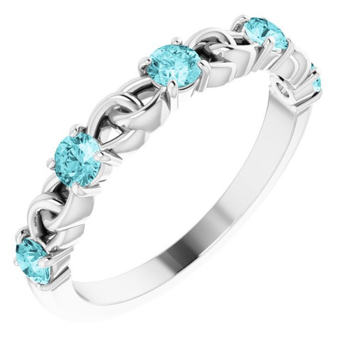 Blue Zircon in Sterling Silver  Blue Zircon Stackable Link Ring