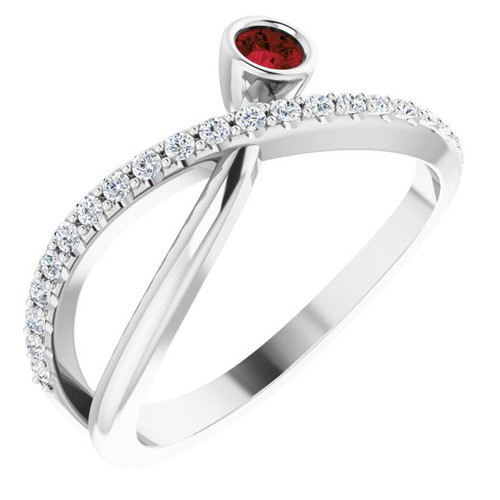 Sterling Silver Mozambique Garnet and 0.20 Carat Diamond Ring