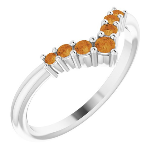 14 Karat White Gold Citrine Graduated V Ring