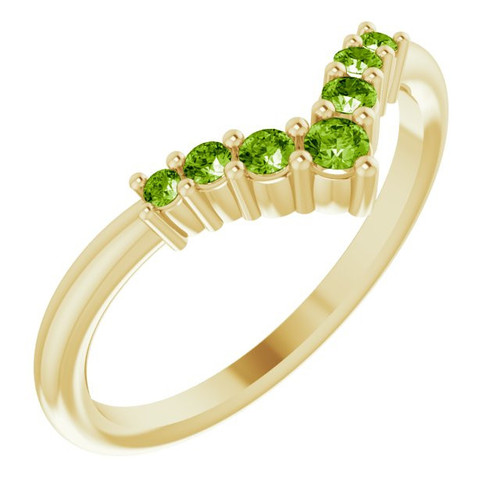 Peridot in 14 Karat Yellow Gold Peridot Graduated V Ring