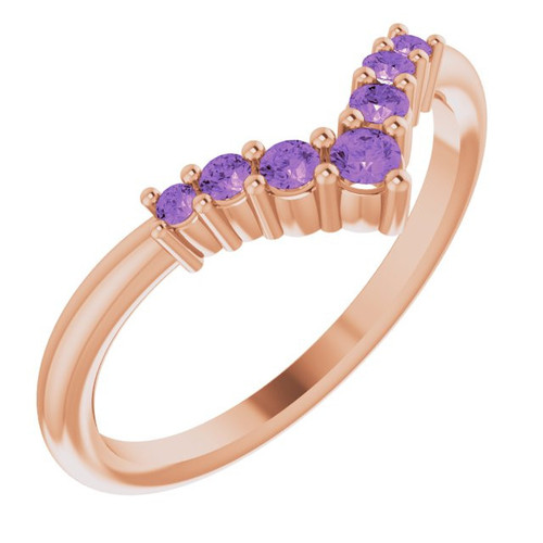 Genuine AAA Amethyst C2:C63Stone Ring set in 14 Karat Rose Gold