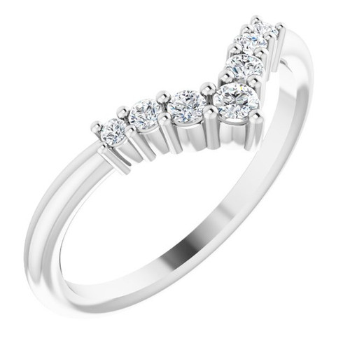 Genuine Sapphire Ring in Platinum Sapphire Graduated "V" Ring