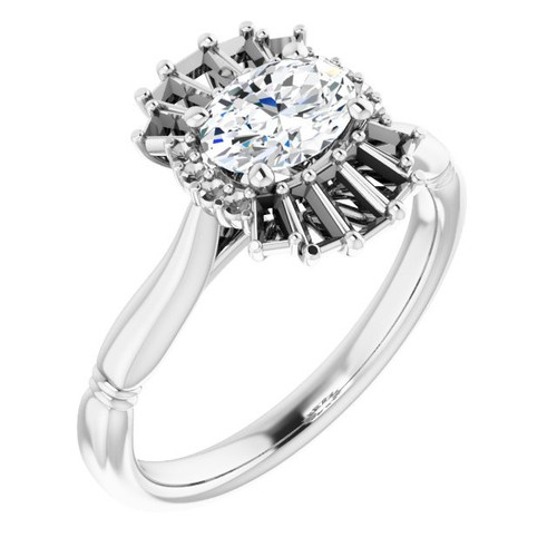 White Diamond Ring in 14 Karat White Gold 1 Carat Diamond Halo-Style Ring