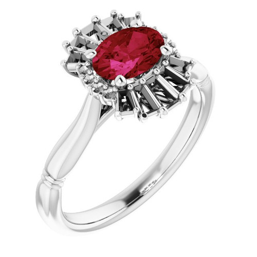 Ruby Sterling Silver and 0.25 Carat Diamond Ring