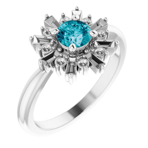 Blue Topaz in 14 Karat White Gold London  Blue Topaz and 0.37 Carat Ring