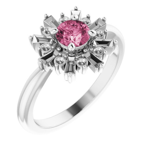 Pink Tourmaline in Sterling Silver Pink Tourmaline and 0.37 Carat Ring