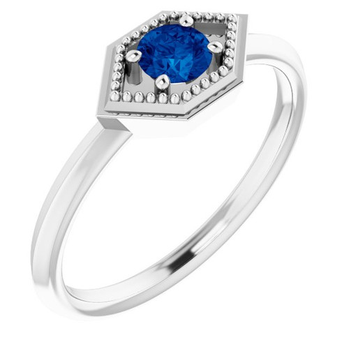 Real Sapphire set in Platinum Sapphire Geometric Ring