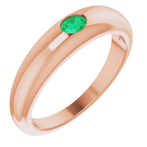 14 Karat Rose Gold Emerald Petite Dome Ring