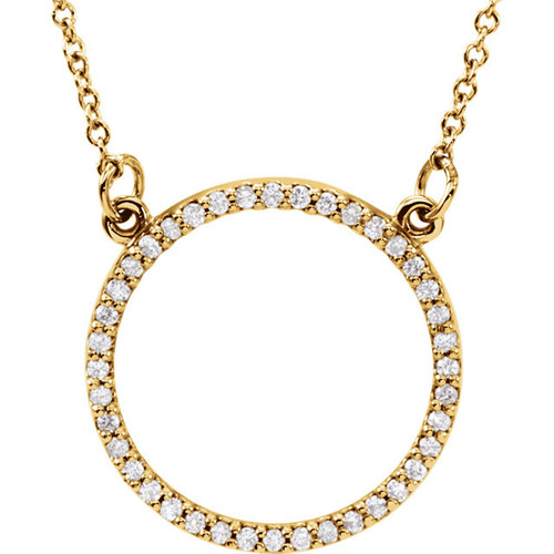 Genuine  14 Karat Yellow Gold 00.17 Carat Diamond 16 inch Necklace