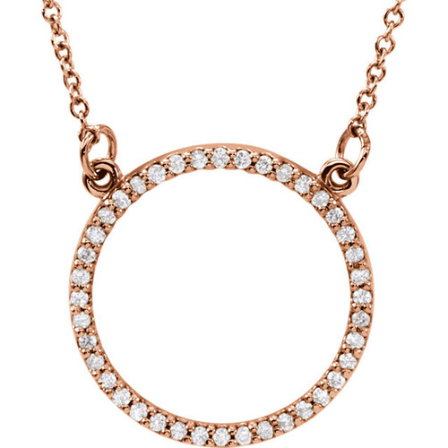 14 Karat Rose Gold 00.17 Carat Diamond 16 inch Necklace