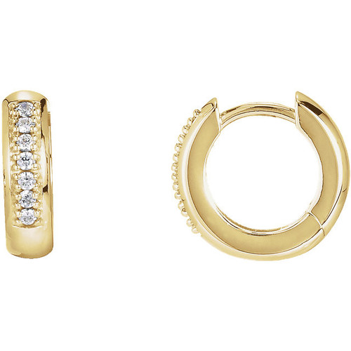 Genuine  14 Karat Yellow Gold 0.17 Carat Diamond Hoop Earrings