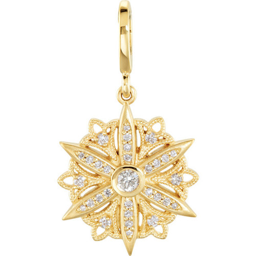 Buy 14 Karat Yellow Gold 0.33 Carat Diamond Vintage-Style Dangle Charm