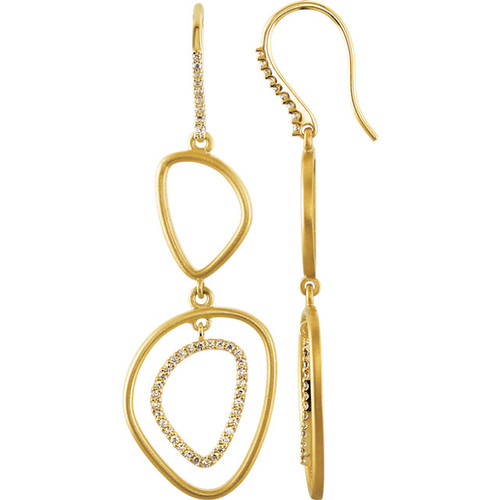 Sterling Silver and 14 Karat Yellow Gold 0.40 Carat TW Diamond Open Silhouette Earrings