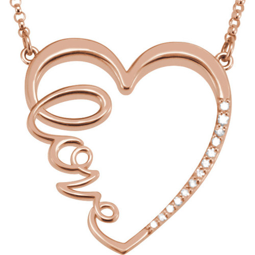 Buy 14 Karat Rose Gold 00.17 Carat Diamond Love Heartfinity-Inspired 18 inch Necklace