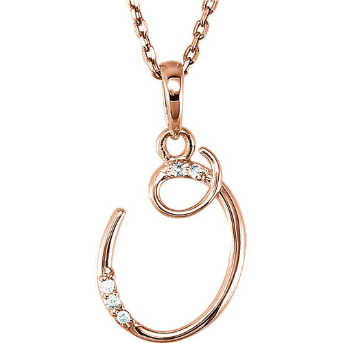 Shop 14 Karat Rose Gold .03 Carat Diamond Letter O 18 inch Necklace