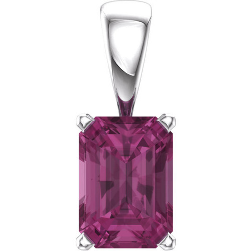 Genuine  14 Karat White Gold Pink Tourmaline Pendant