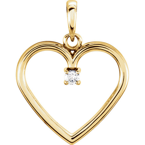 14 Karat Yellow Gold .025 Carat Diamond Heart Pendant